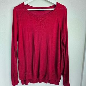 ZARA Knit Vibrant Dark Red Long Sleeve Top. Size Large